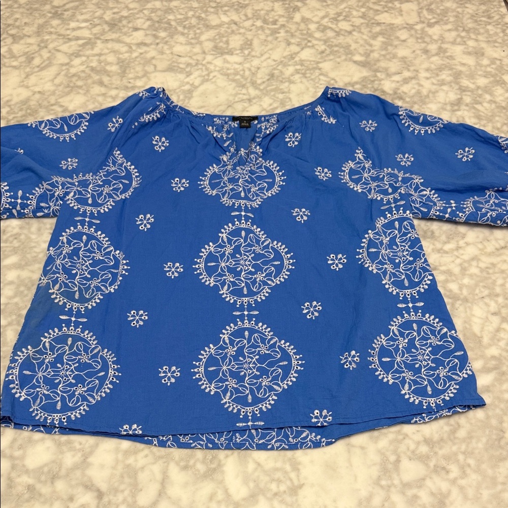 Ann Taylor Factory Blue and White Blouse